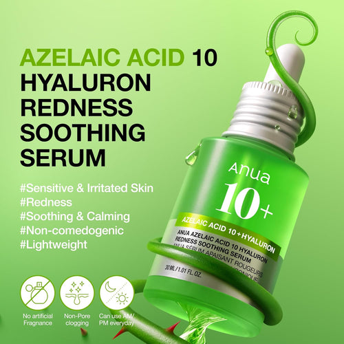 ANUA 10+AZELAIC ACID HYALURON REDNESS SOOTHING SERUM