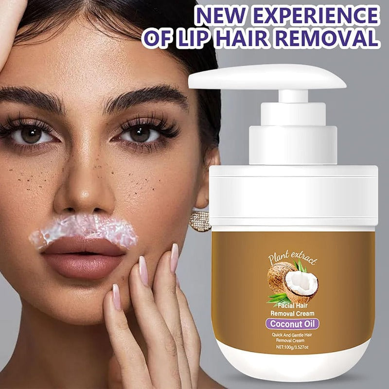 Crème dépilatoire visage et corps à l'huile de coco – Douce et hydratante