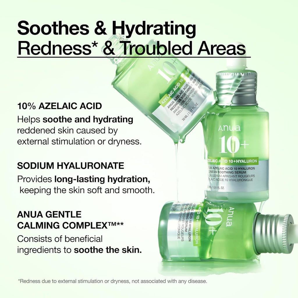 ANUA 10+AZELAIC ACID HYALURON REDNESS SOOTHING SERUM