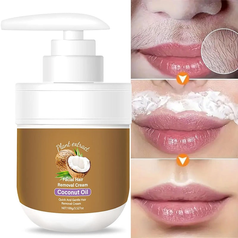 Crème dépilatoire visage et corps à l'huile de coco – Douce et hydratante