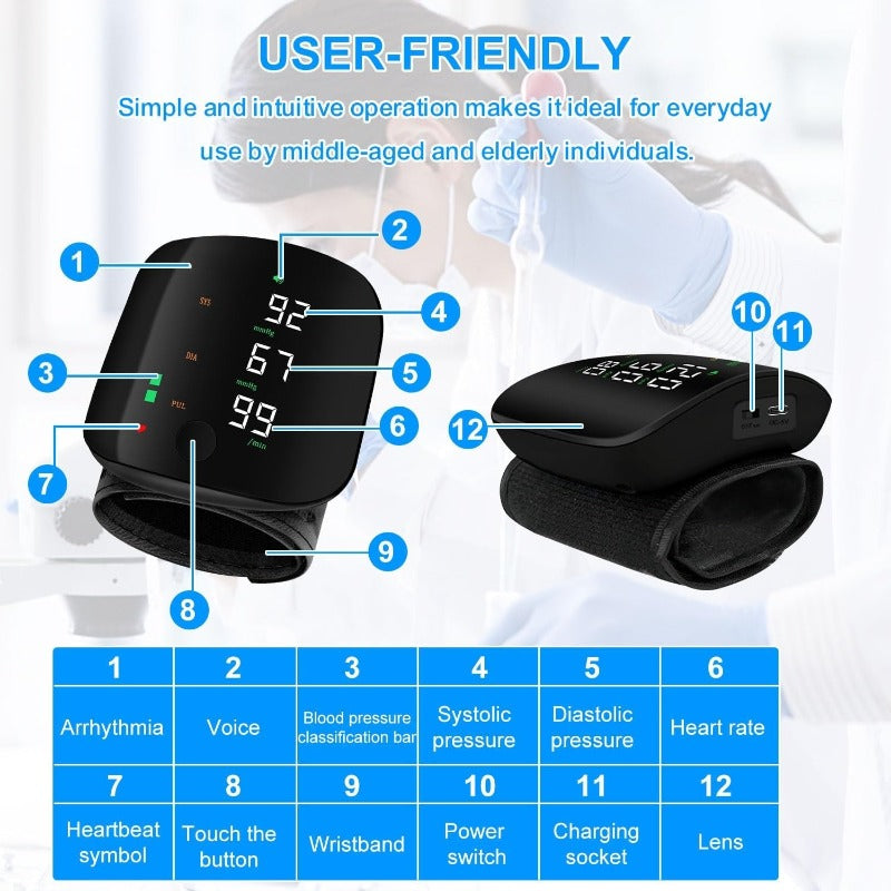 Tensiomètre de poignet rechargeable USB-C