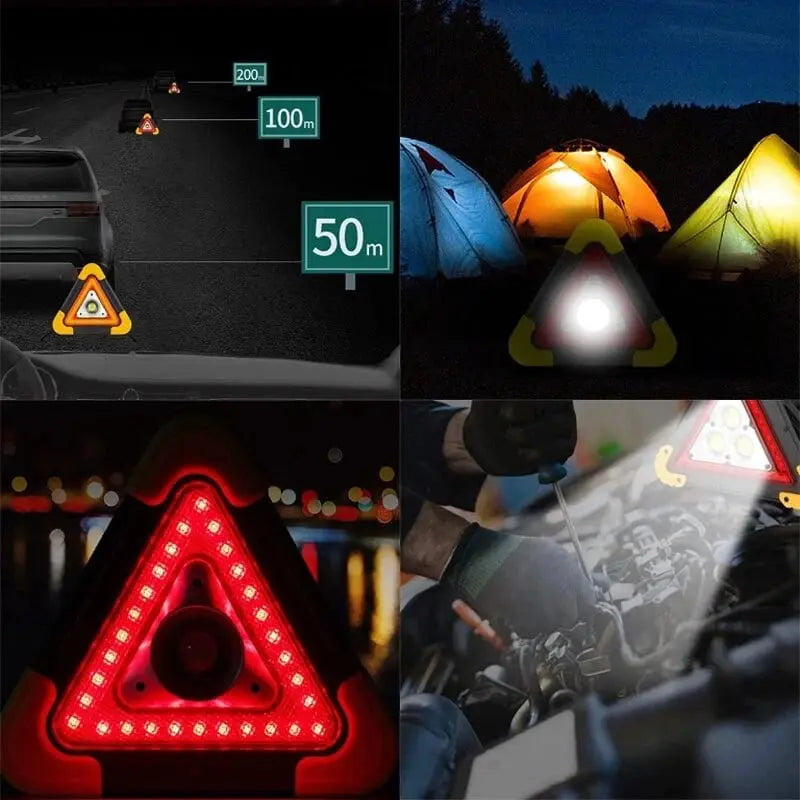 Feu de signalisation solaire triangulaire 3 en 1 pour véhicules