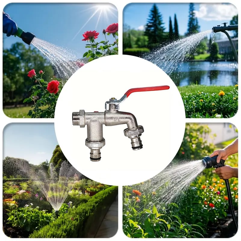 Robinet de jardin universel à double sortie