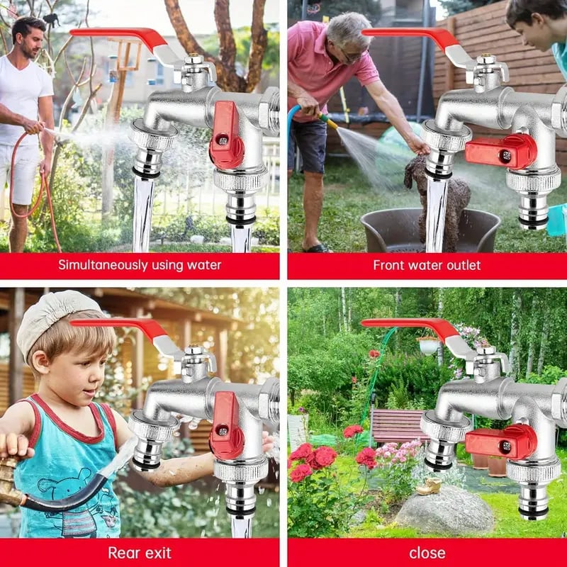 Robinet de jardin universel à double sortie