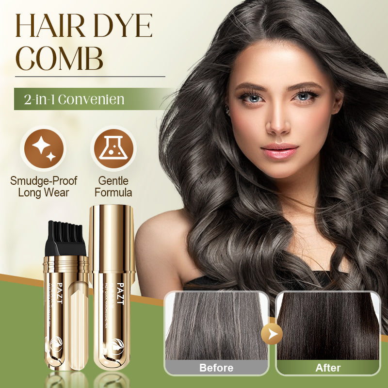 Peigne colorant 2 en 1 pratique pour cheveux gris